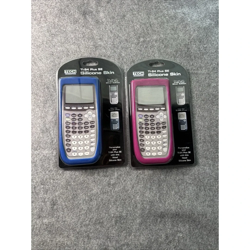 2 Pack Ti-84 Plus SE Silicone Skin Fitted Calculator Case - Blue & Pink NEW